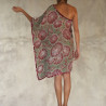 Hand-Embroidered kaftan Tunic - Japanese Print Viscose Crêpe