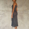 Midi Dress Lamé Blue Gold Sexy Sheer Knit | Fabiana Boente Promo