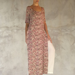 Long Top Tunic Lycra Viscose Sakura Print Pink Sexy | Fabiana Boente