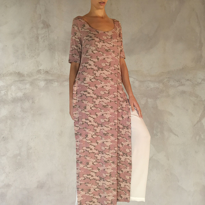 Long Top Tunic Lycra Viscose Sakura Print Pink Sexy | Fabiana Boente Long Top Tunic Lycra Viscose Sakura Print Pink Sexy | Fabiana Boente