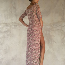 Long Top Tunic Lycra Viscose Sakura Print Pink Sexy | Fabiana Boente