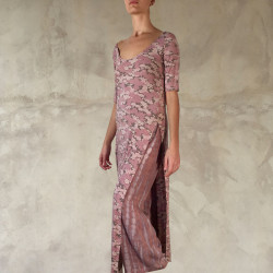 Long Top Tunic Lycra Viscose Sakura Print Pink Sexy | Fabiana Boente