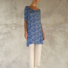 Asymmetric Tunic Dress Lycra Viscose Sakura Print Blue | Fabiana Boente Promo