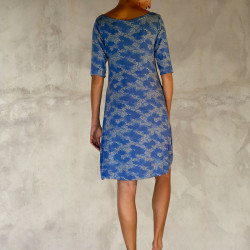 Asymmetric Tunic Dress Lycra Viscose Sakura Print Blue | Fabiana Boente Promo
