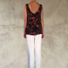 Sleeveless Tank Top Cloqué Viscose Rose Print Embroidered | Fabiana Boente