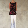 Sleeveless Tank Top Cloqué Viscose Rose Print Embroidered | Fabiana Boente