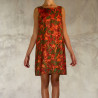 Short Tunic Dress Silk Floral Print Orange Embroidered | Fabiana Boente Promo
