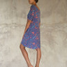 Asymmetric Tunic Dress Lycra Viscose Floral Print Pink Blue | Fabiana Boente Promo