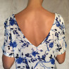 Long Kaftan Georgette Viscose Watercolor Print Blue Embroidered | Fabiana Boente Promo