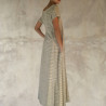 Long Dress Viscose Voîle Embroidered V-Neck Short Sleeves Pockets | Fabiana Boente
