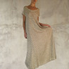 Long Dress Viscose Voîle Embroidered V-Neck Short Sleeves Pockets | Fabiana Boente