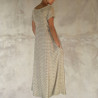 Long Dress Viscose Voîle Embroidered V-Neck Short Sleeves Pockets | Fabiana Boente