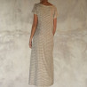 Long Dress Viscose Voîle Embroidered V-Neck Short Sleeves Pockets | Fabiana Boente