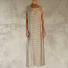 Long Dress Viscose Voîle Embroidered V-Neck Short Sleeves Pockets | Fabiana Boente