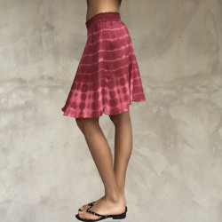 Midi Skirt Satin Silk Batik Tie&Dye Red Drawstring | Fabiana Boente Promo