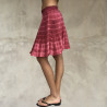 Midi Skirt Satin Silk Batik Tie&Dye Red Drawstring | Fabiana Boente Promo