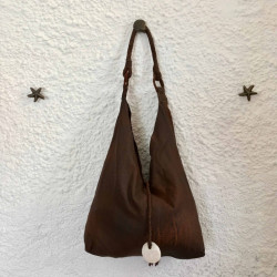 Shoulder Bag Brown Aged Nappa Leather Shell Fringes | Fabiana Boente