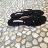 Flip Flop Sandal Black Fabric Embroidery Crystals Beads | Fabiana Boente