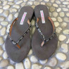 Flip Flop Sandal Fabric Embroidery Hematite Glass Beads | Fabiana Boente