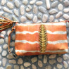Pouch Clutch Orange Sheepskin Leather Batik Pattern | Fabiana Boente
