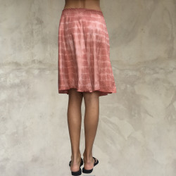 Midi Skirt Silk Satin Batik Tie&Dye Pink Elastic Waist | Fabiana Boente