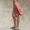 Midi Skirt Silk Satin Batik Tie&Dye Pink Elastic Waist | Fabiana Boente