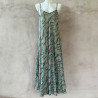 Long Sundress Rayon Voîle Tibetan Print Turquoise | Fabiana Boente