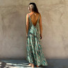 Long Sundress Rayon Voîle Tibetan Print Turquoise | Fabiana Boente