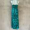 Long Sundress Candy T Georgette Viscose Turquoise Print Embroidered | Fabiana Boente