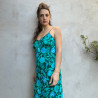 Long Sundress Candy T Georgette Viscose Turquoise Print Embroidered | Fabiana Boente