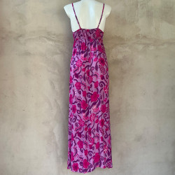 Long Sundress Candy P Viscose Floral Print Embroidered | Fabiana Boente