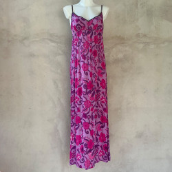 Long Sundress Candy P Viscose Floral Print Embroidered | Fabiana Boente