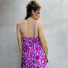 Long Sundress Candy P Viscose Floral Print Embroidered | Fabiana Boente