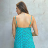 Long Dress Satin Viscose Cloud Print Mega Mendung Blue | Fabiana Boente