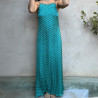 Long Dress Satin Viscose Cloud Print Mega Mendung Blue | Fabiana Boente