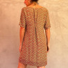 Short Tunic Dress Rayon Fujet Cloud Print Mega Mendung Red Embroidered | Fabiana Boente