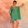 Kaftan Short Tunic Dress Rayon Cloud Print Mega Mendung Mint | Fabiana Boente