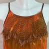 Long Dress Georgette Viscose Batik Gradient Orange Embroidered | Fabiana Boente