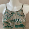 Long Dress Georgette Viscose Tibetan Cliff Print Turquoise Embroidered | Fabiana Boente