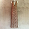 Long Dress Georgette Viscose Cloud Print Mega Mendung Brown Embroidered | Fabiana Boente