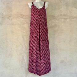Jumpsuit Rayon Fujet Cloud Print Mega Mendung Fuchsia Palazzo Pants | Fabiana Boente