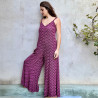 Jumpsuit Rayon Fujet Cloud Print Mega Mendung Fuchsia Palazzo Pants | Fabiana Boente