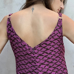 Jumpsuit Rayon Fujet Stampa Nuvole Mega Mendung Fucsia Pantalone Palazzo | Fabiana Boente