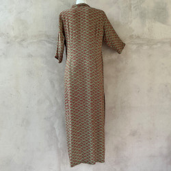Long Chemise Tunic Dress Rayon Cloud Print Mega Mendung Red | Fabiana Boente