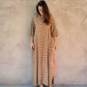 Long Chemise Tunic Dress Rayon Cloud Print Mega Mendung Red | Fabiana Boente