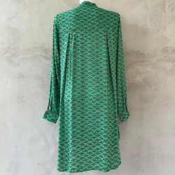 Asymmetric Chemise Rayon Voîle Cloud Print Mega Mendung Mint | Fabiana Boente