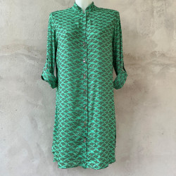 Asymmetric Chemise Rayon Voîle Cloud Print Mega Mendung Mint | Fabiana Boente