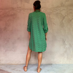 Asymmetric Chemise Rayon Voîle Cloud Print Mega Mendung Mint | Fabiana Boente