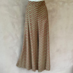 Palazzo Pants High Waist Rayon Cloud Print Red Army | Fabiana Boente