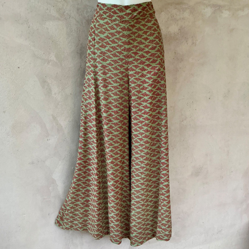 Palazzo Pants High Waist Rayon Cloud Print Red Army | Fabiana Boente Palazzo Pants High Waist Rayon Cloud Print Red Army | Fabiana Boente